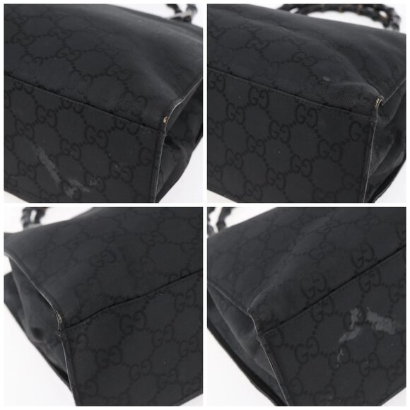 GUCCI Bamboo GG Canvas Hand Bag Black Silver 002 1010 3754 Auth 154446 - Picture 14 of 16